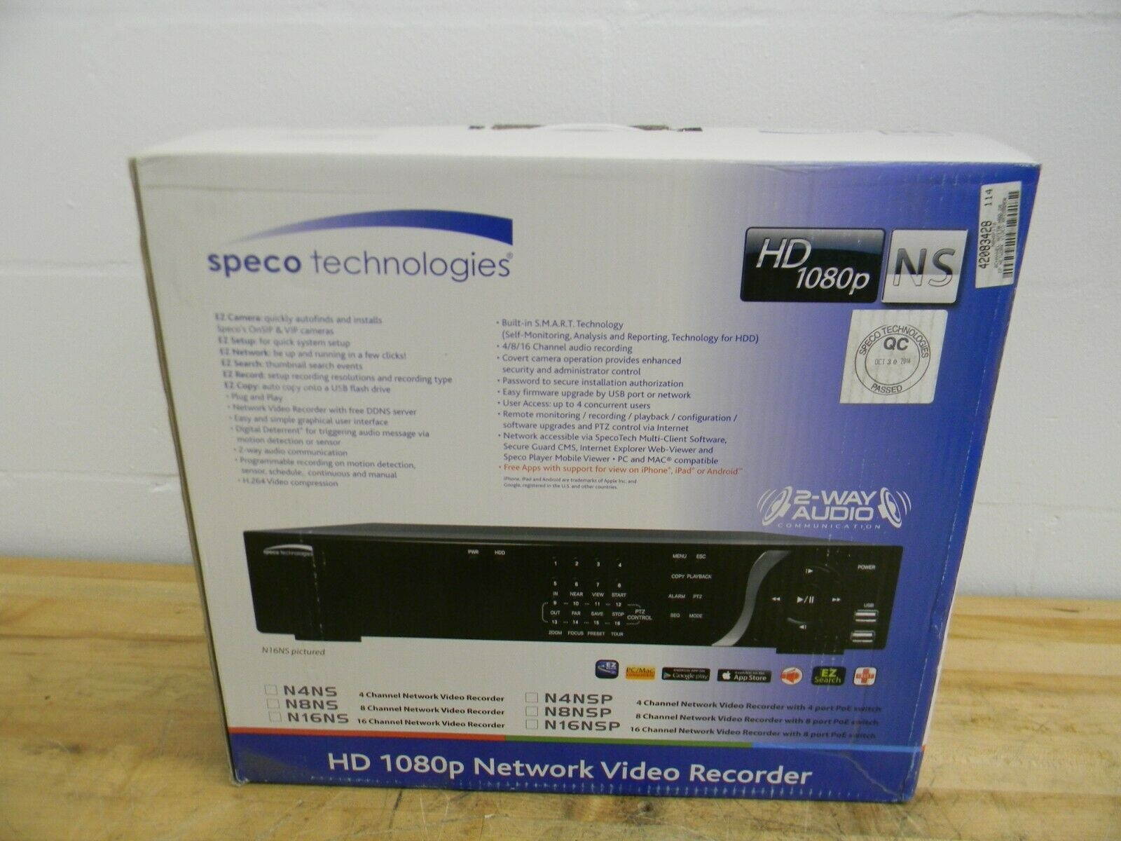 Speco Technologies HD 1080p 8 Channel Network Video Recorder w/ 4 Port PoE