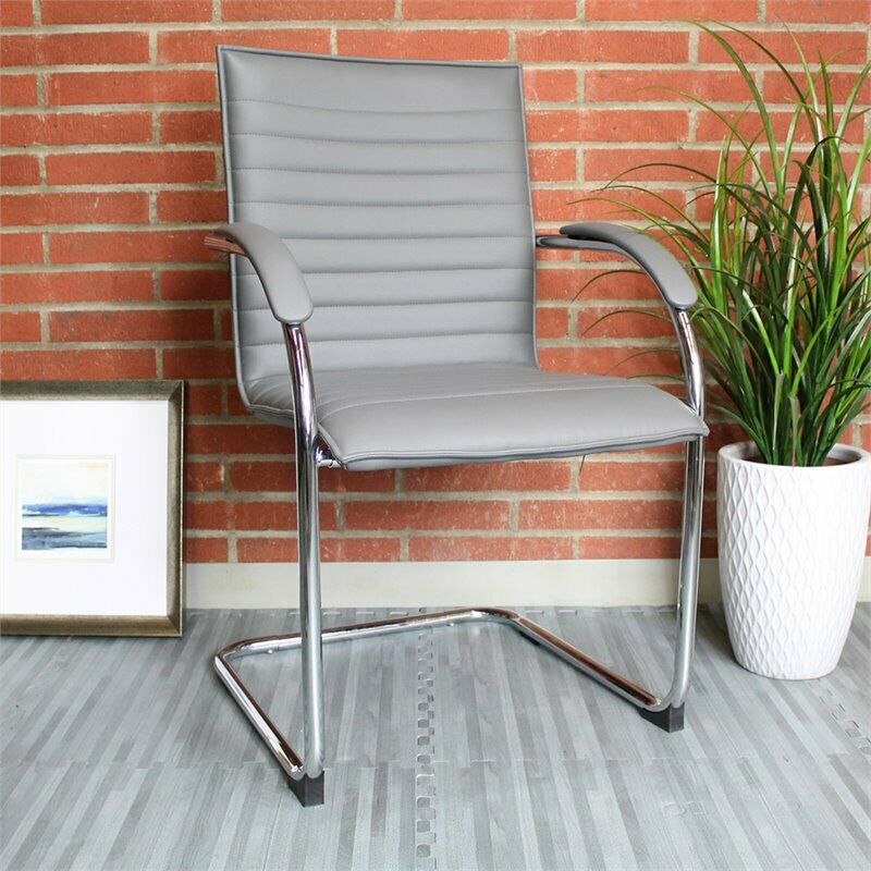 Boss Office Faux Leather Office Chair in Gray (Set of 2)