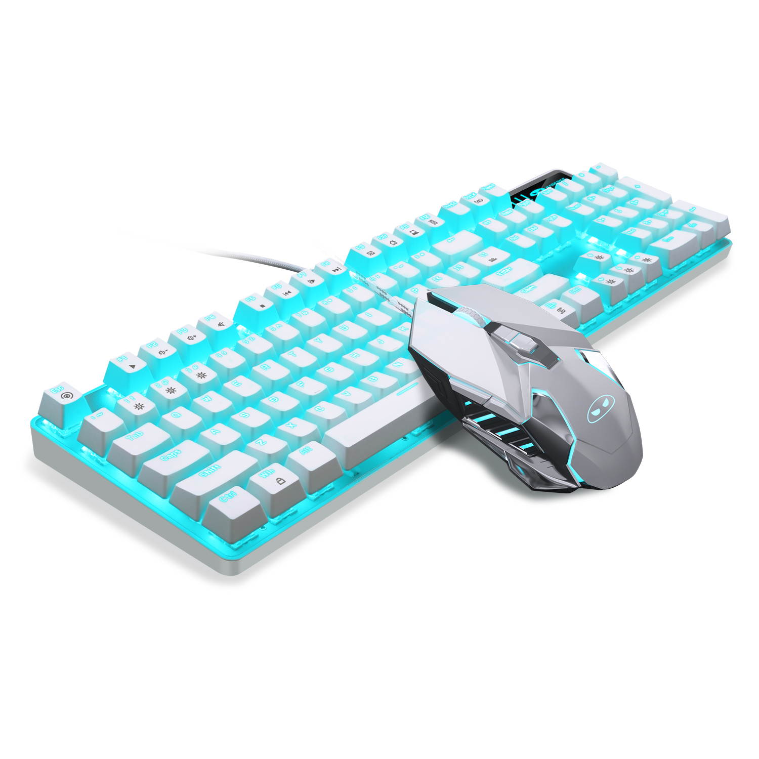 Mechanical Gaming Keyboard and Mouse Combo, MageGee MK-Storm 104 Keys Rainbow Backlit Keyboards, Black Switches, 7 Button Mouse Wired for PC Gamer Computer Laptop