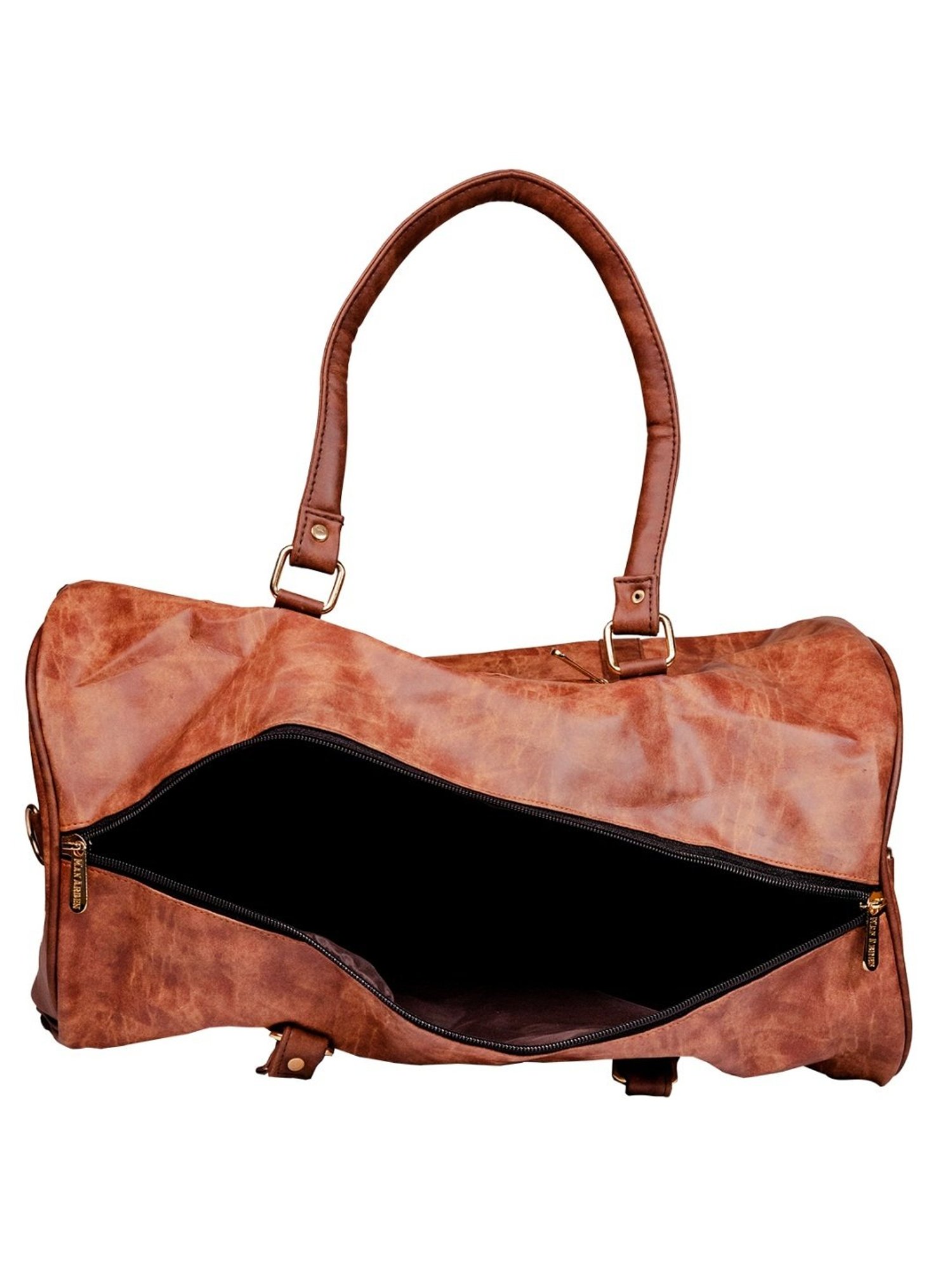 Man Arden Tan Faded Medium Leather Duffle Bag