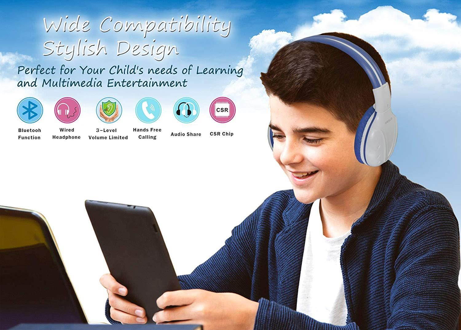 3 Pack of Bluetooth Headphones for Kids, Hearing Protection Children Headphones Wireless, Bluetooth Kids Headphone with Share Jack, Kids Safe Headsets for Girls, Boys, Wireless Headphones for Toddlers
