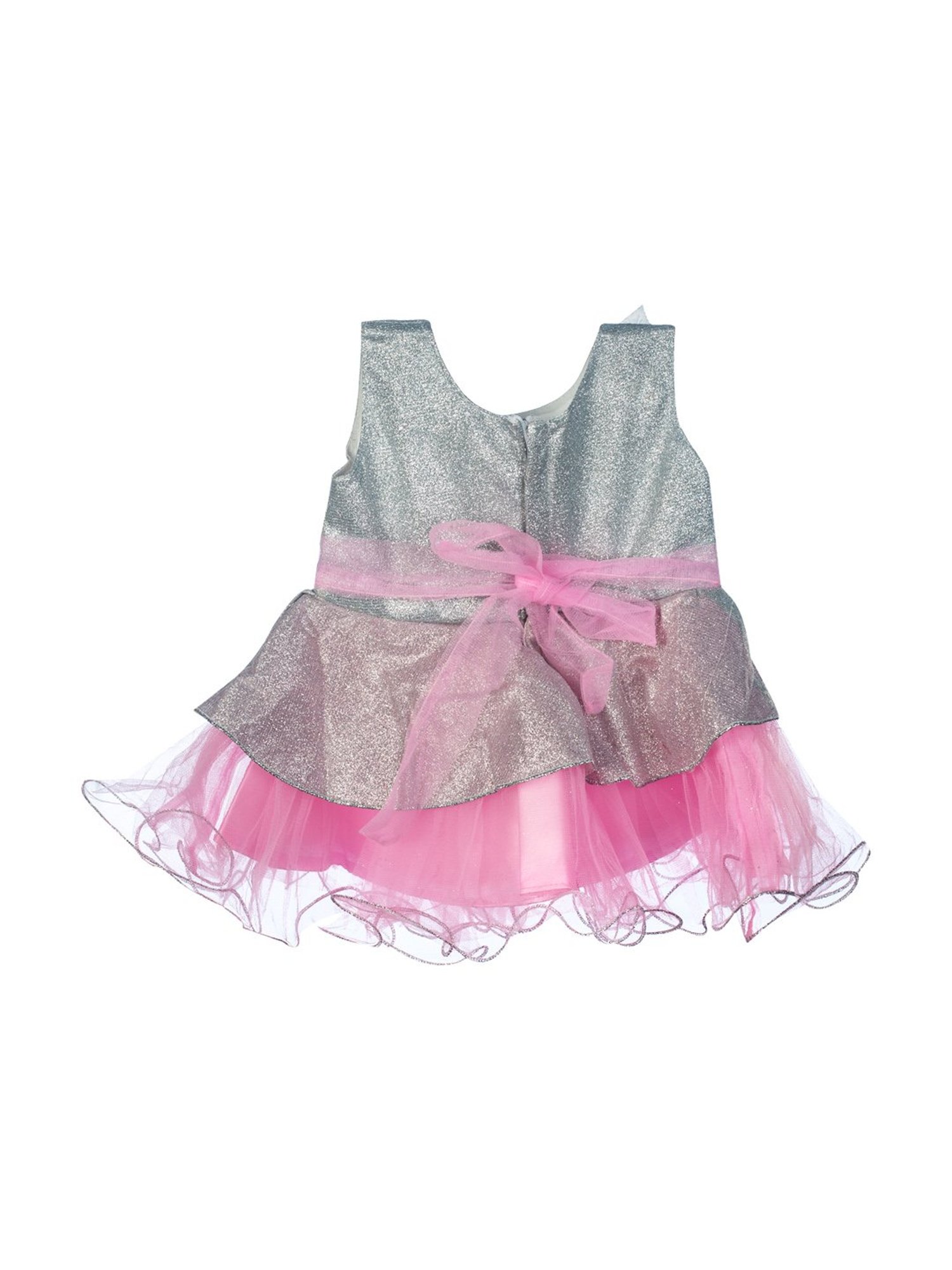 Mee Mee Kids Sliver & Pink Applique Dress