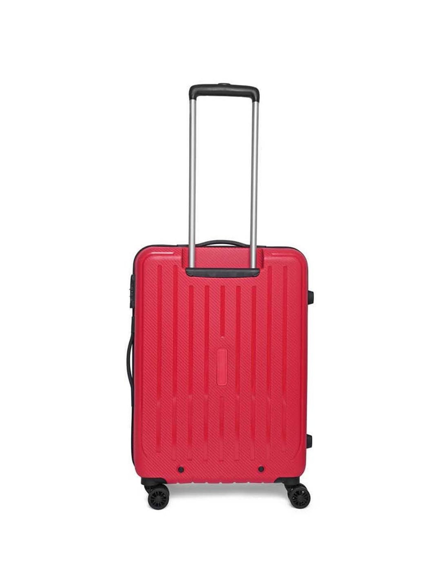 Aristocrat Coral Fiery Red Textured Hard Medium Trolley Bag - 47 cm