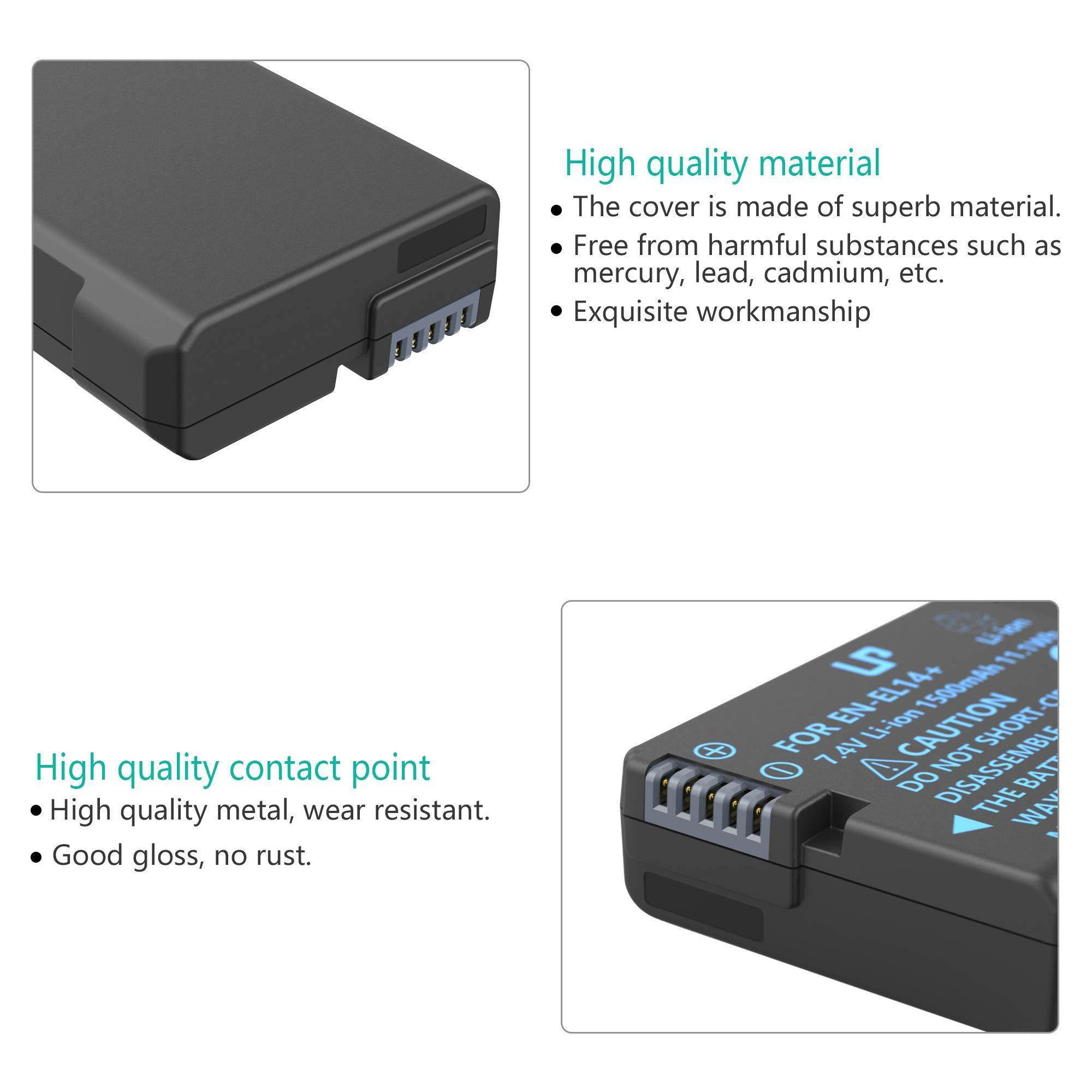 LP EN-EL14 EN EL14a Battery, Compatible with Nikon D3100, D3200, D3300, D3400, D3500, D5100, D5200, D5300, D5500, D5600, DF, P7000, P7700 & More