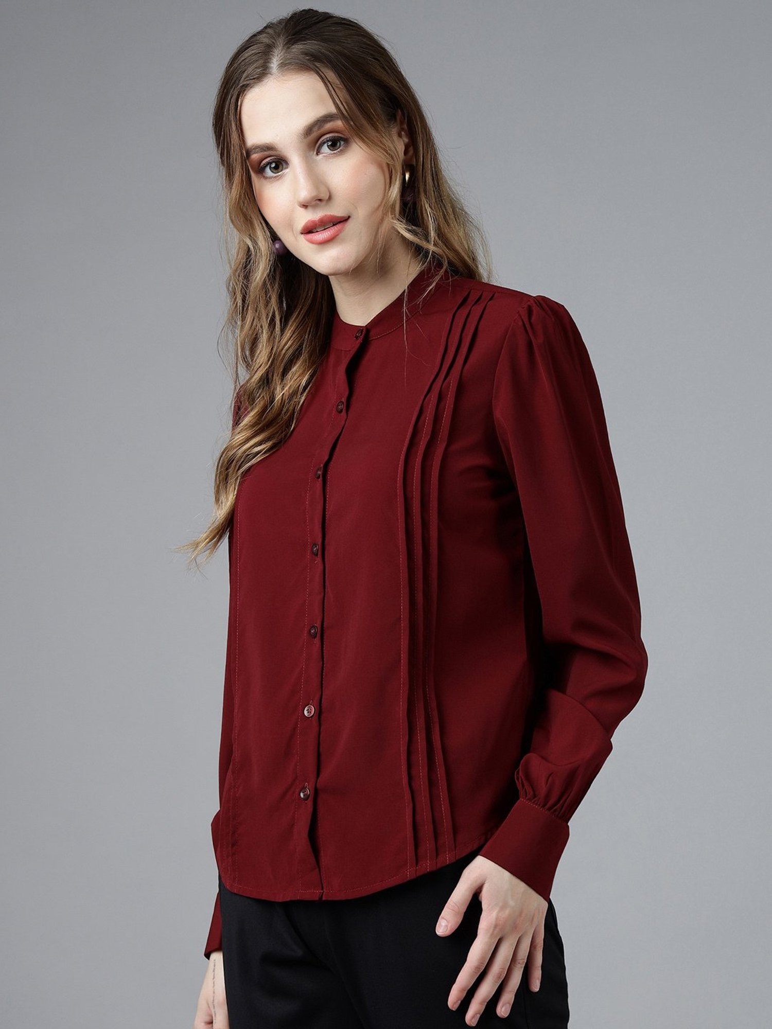 FITHUB Maroon Regular Fit Shirt