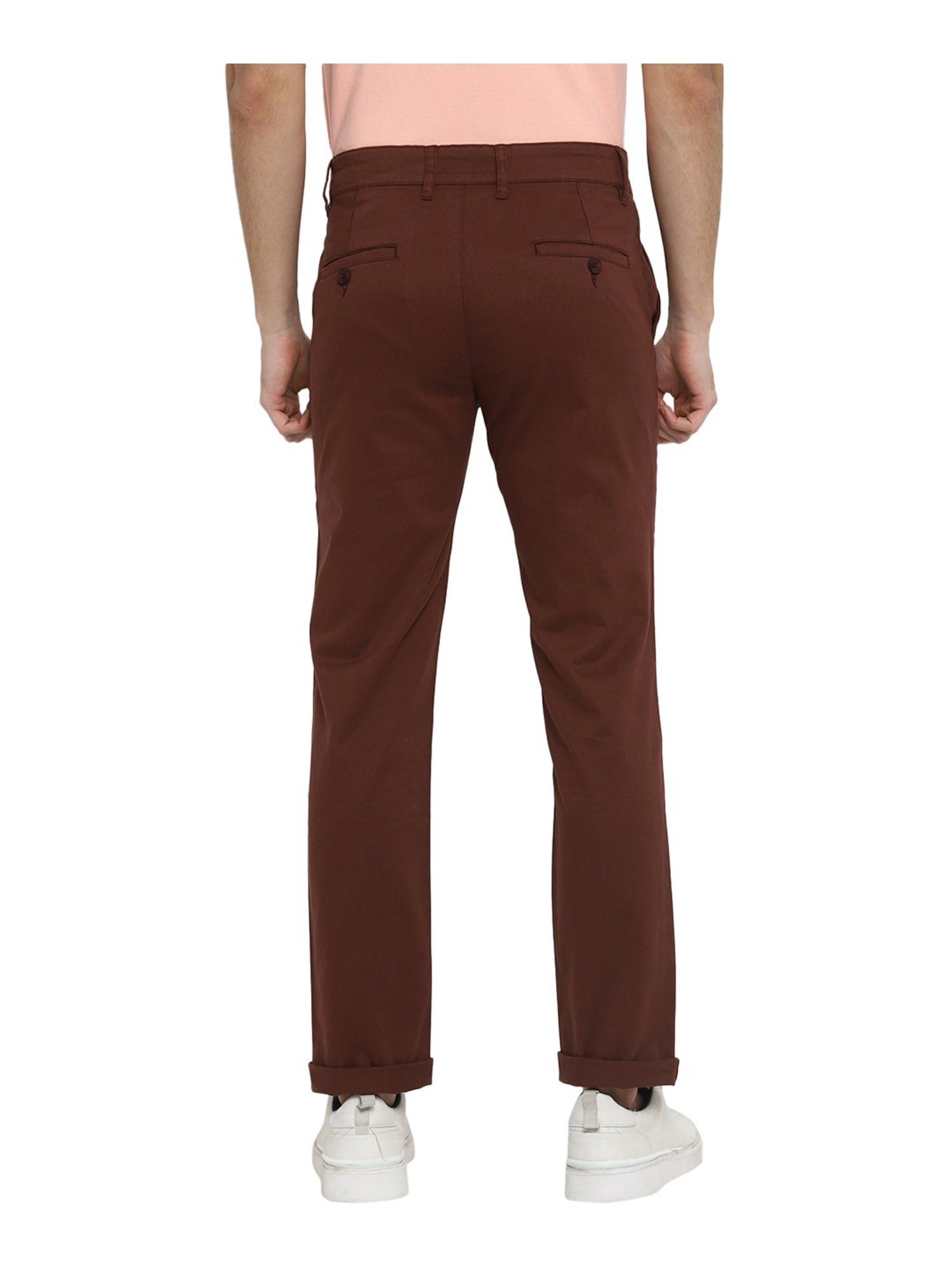 Red Chief Wine Regular Fit Flat Front Trousers