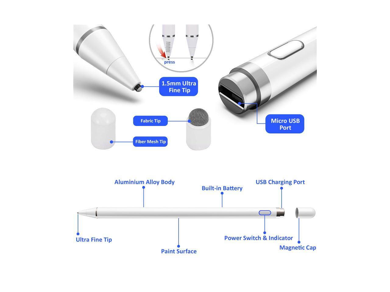 Universal Stylus Pen for Apple Pencil Tablet High Precision Touch Capacitive Pen for iPhone iPad Air Pro/1/2/3/4 Mini 4 Tablet Painting Pen