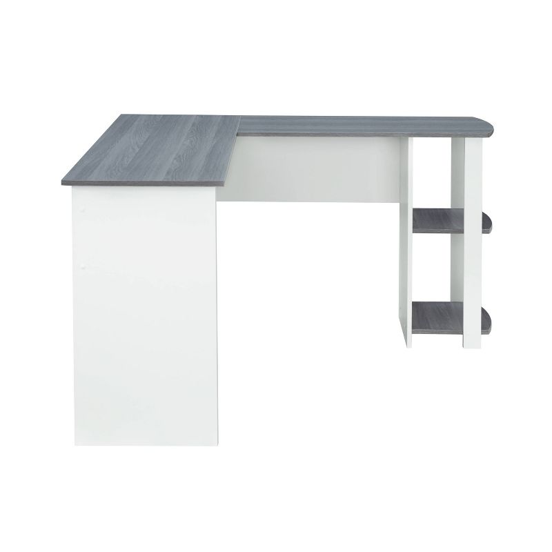 Modern L Shaped Desk with Side Shelves Gray - Techni Mobili