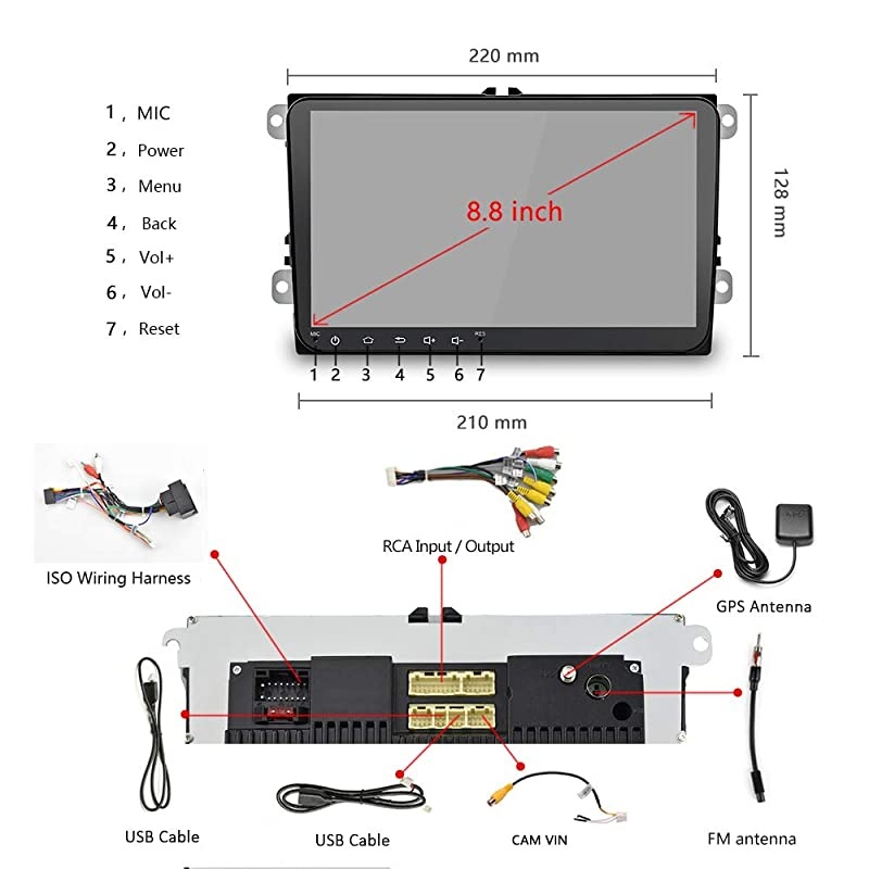 Din Car GPS Navigation Head Unit 9quot Touch Screen for VW Skoda Octavia Golf Touran Passat B6 Jetta Polo Tiguan in Dash Autoradio Android Car Radio Support Bluetooth WiFi+ Rear View Camera
