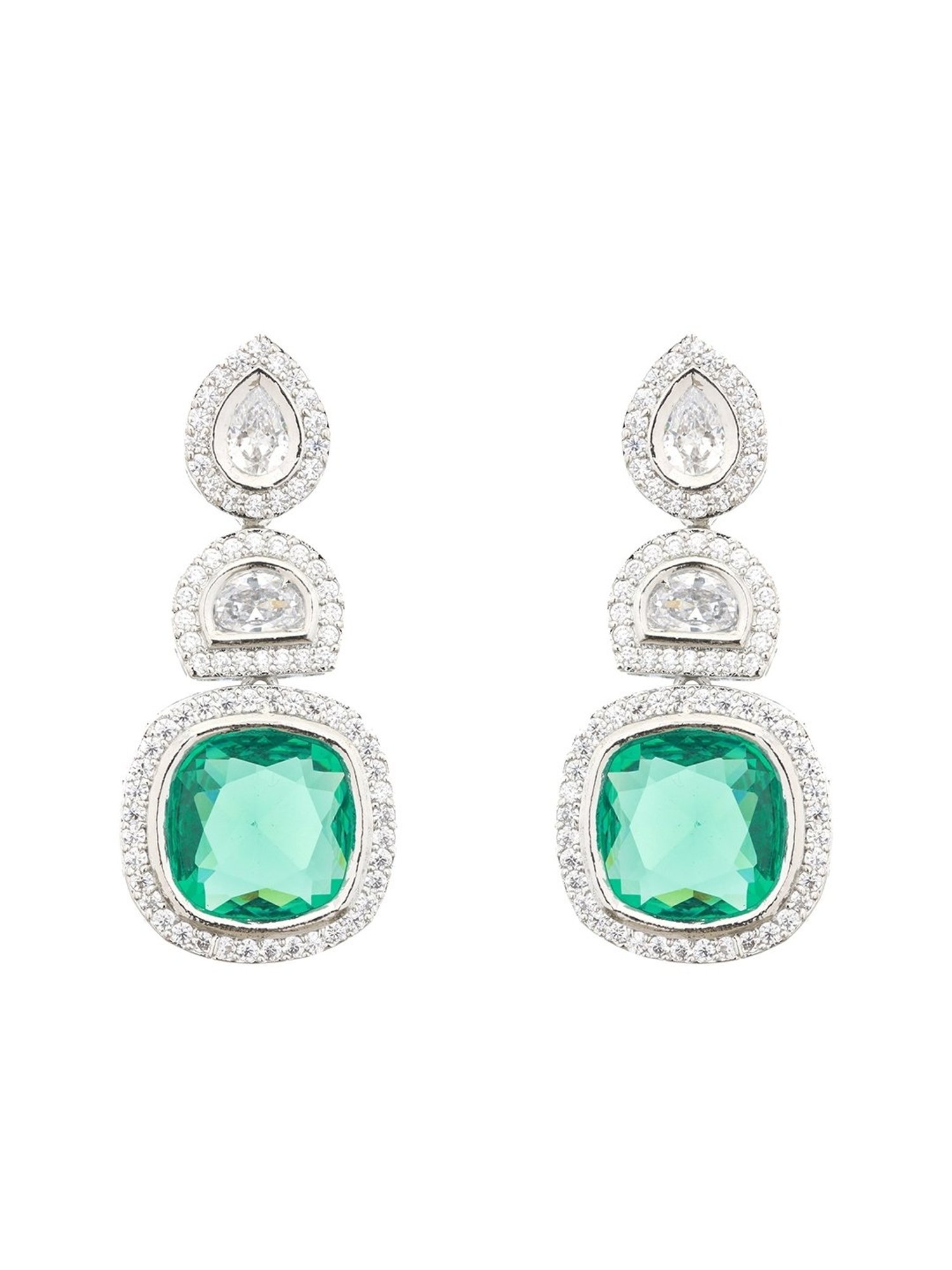 Saraf RS Jewellery Silver AD embellished Dangler Earrings