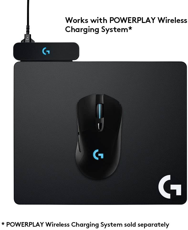 Logitech G703 Lightspeed Wireless Gaming Mouse W/Hero 16K Sensor PowerPlay Compatible Lightsync RGB Lightweight 95G+10G Optional 100-16 000 DPI Rubber Side Grips - Black