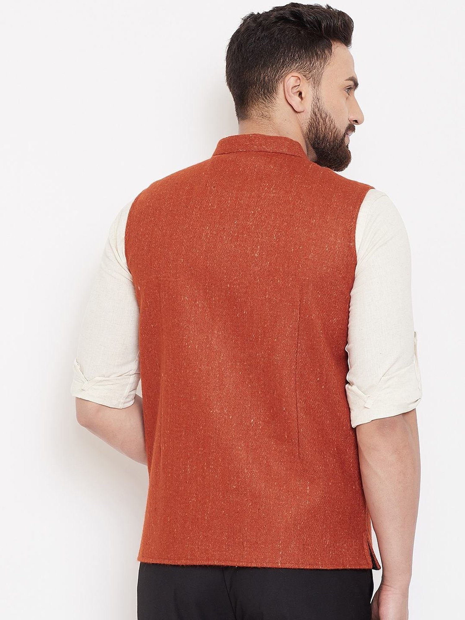 Even Rust Regular Fit Nehru Jacket