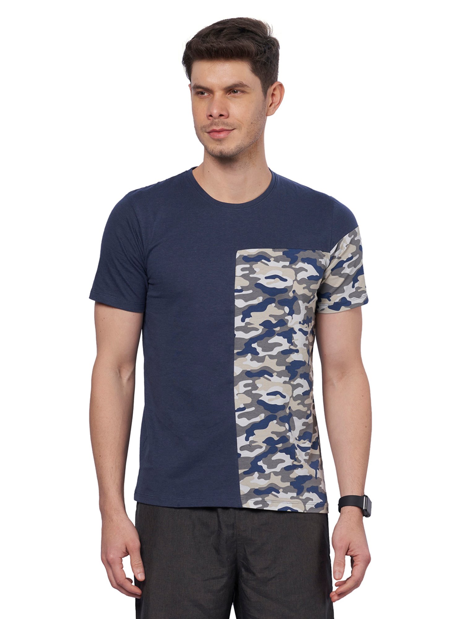 DOMIN8 Men Breathable Camouflage Cotton Poly Blend Training Sports T-Shirt