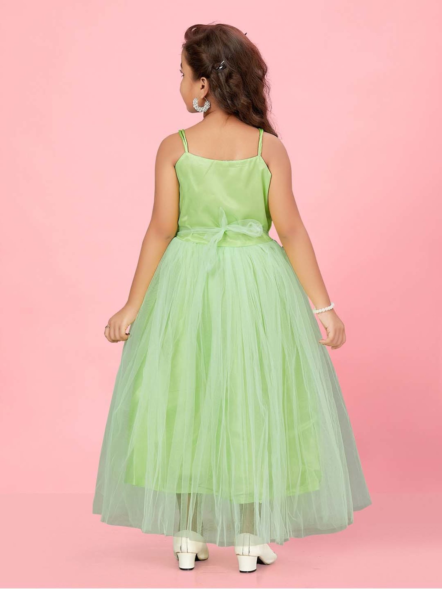 Aarika Kids Green Applique Gown