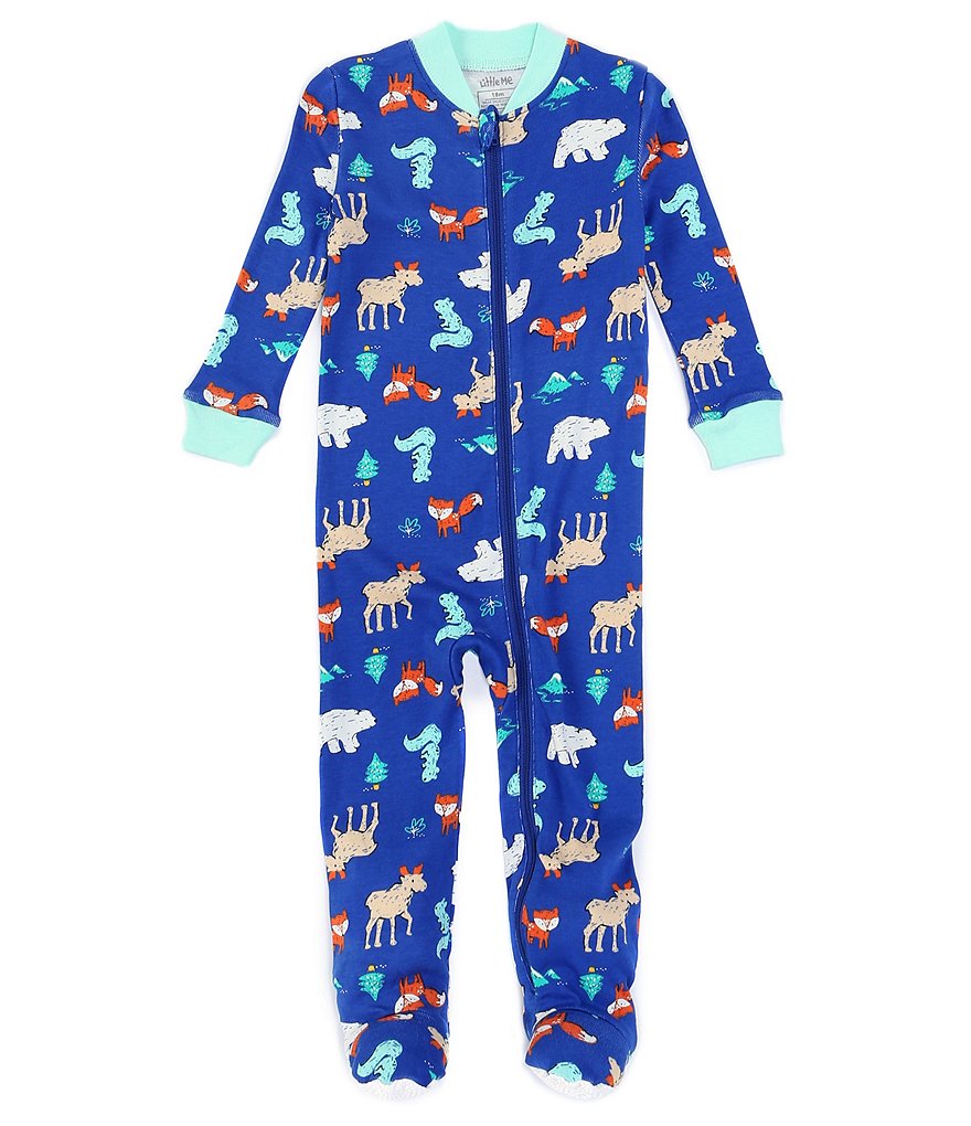 Little Me Baby Boys 12-24 Months Long-Sleeve Woodland Animal Print Footed Coverall