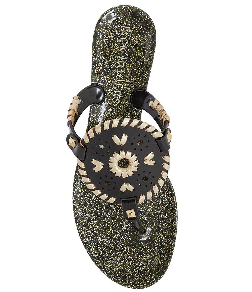 Jack Rogers Georgica Sparkle Studded Whipstitched Jelly Sandals