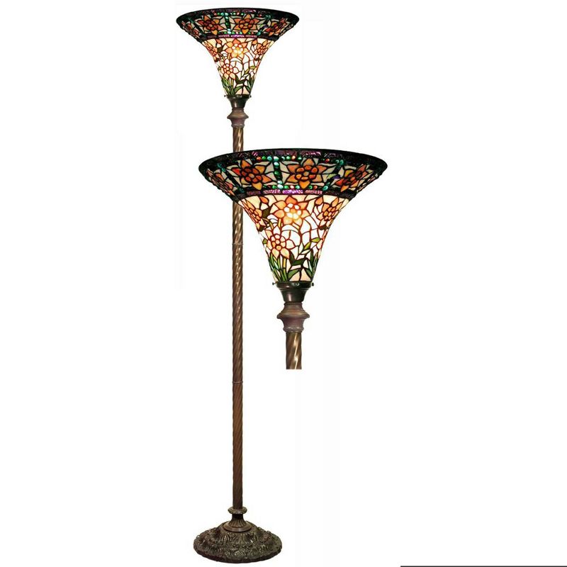 15" x 15" x 72" Tiffany Style Rose Torchiere Yellow/Green - Warehouse of Tiffany
