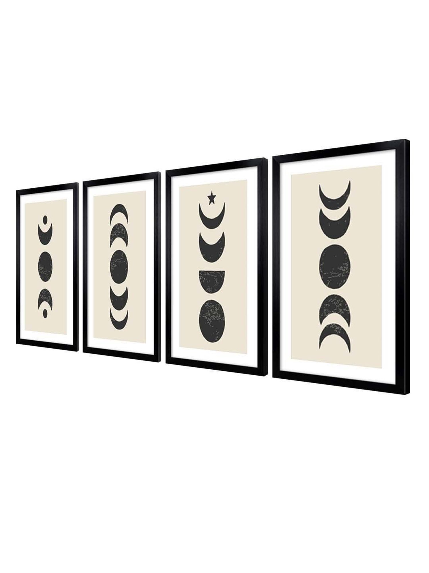999store Beige & Black Moon And Star Canvas Wall Painting