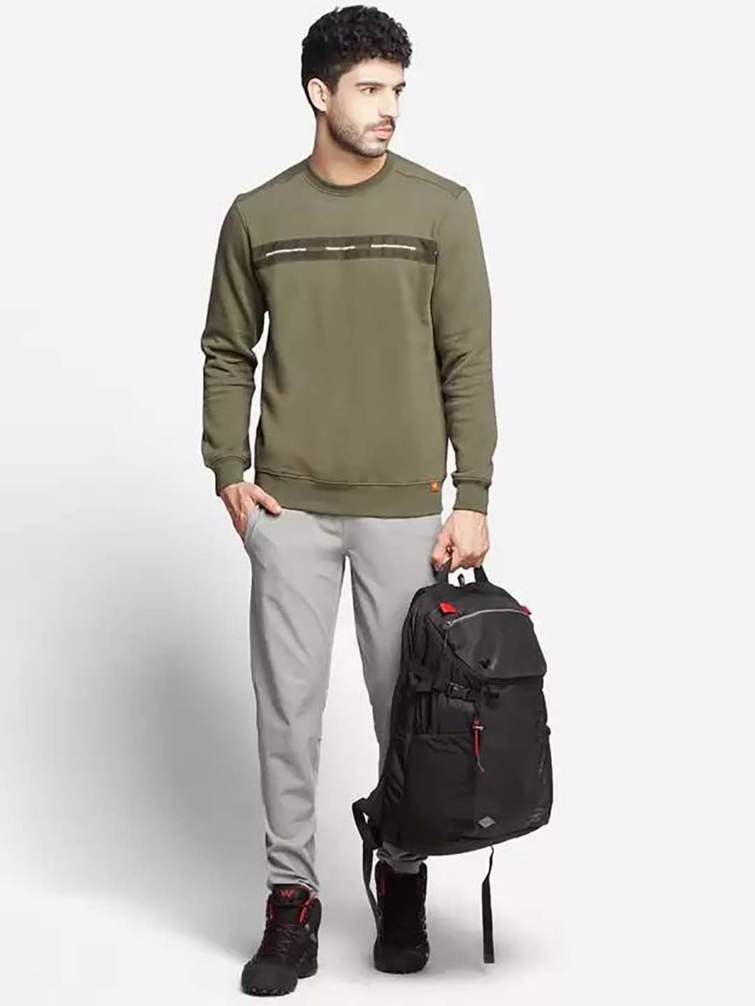 Wildcraft Dark Olive Regular Fit Print Sweatshirt
