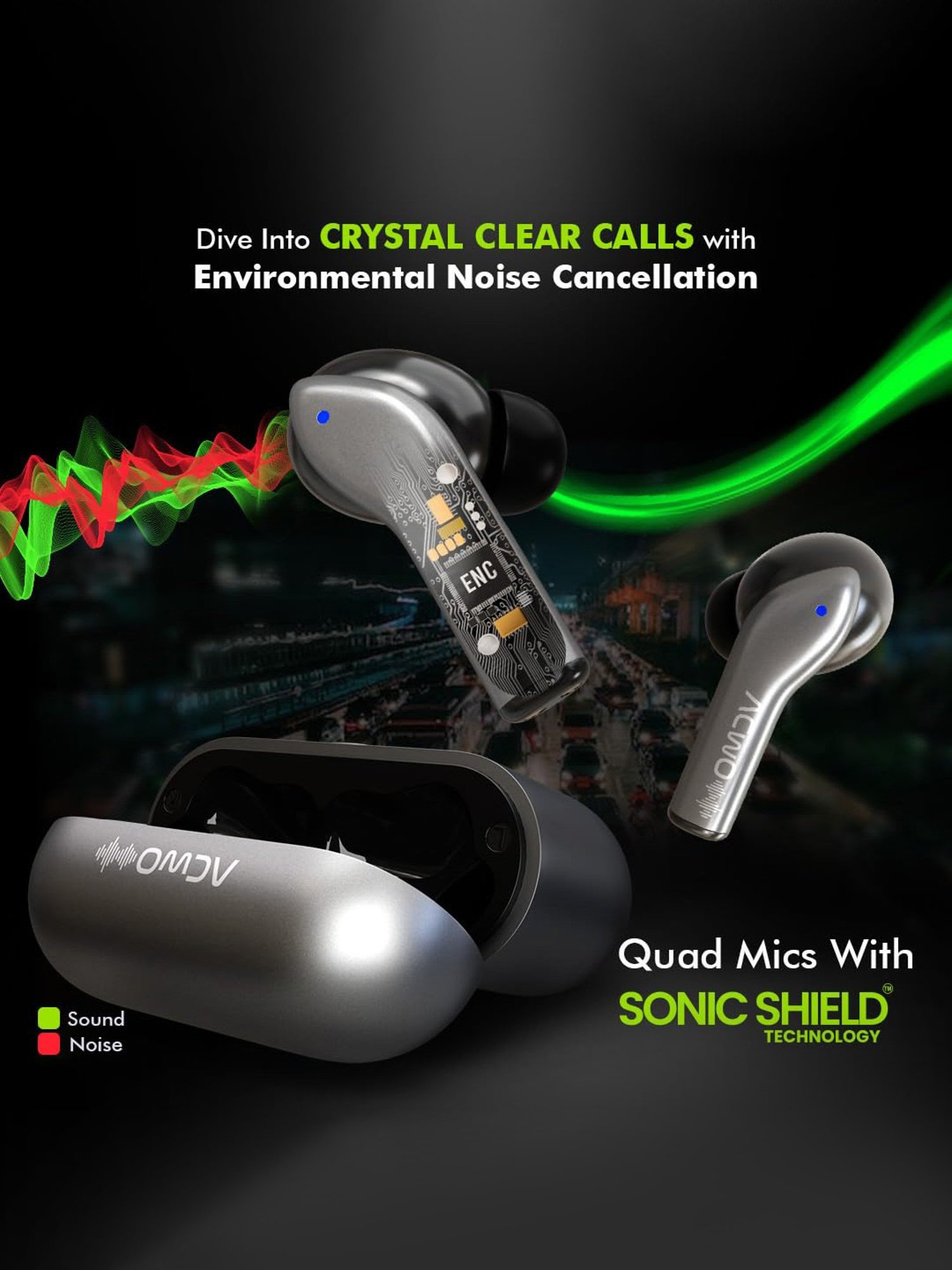 ACwO DwOTS 545 In Ear Earbuds with 48Hrs Playtime & ENC (Tinsel Grey, True Wireless)