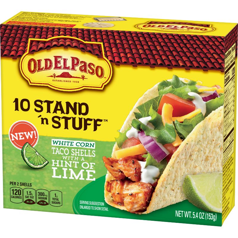 Old El Paso Gluten Free Stand 'N Stuff Hint of Lime White Corn Taco Shells - 5.4oz/10ct