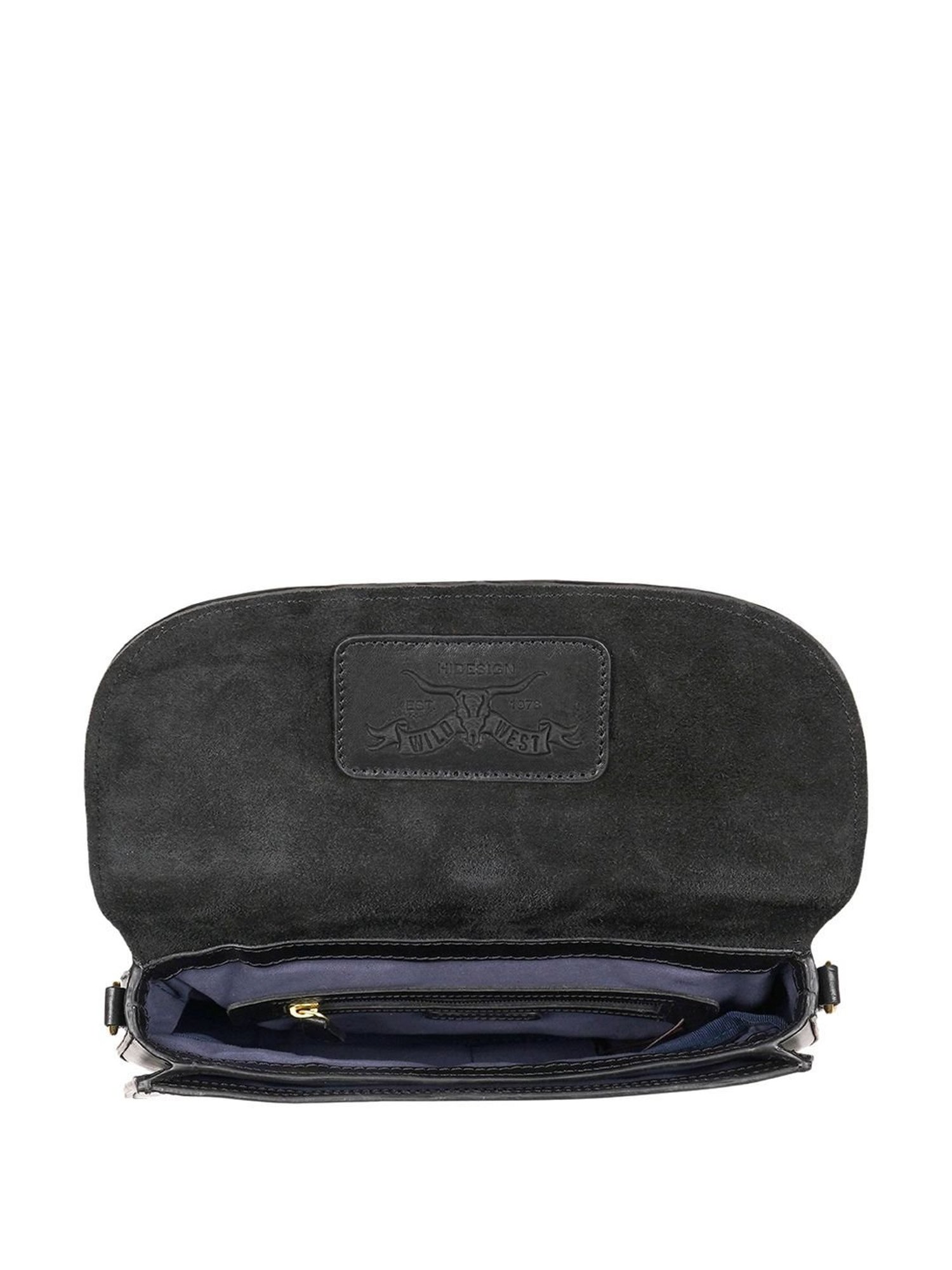 Hidesign WILD WEST  Black Solid Medium Satchel Handbag