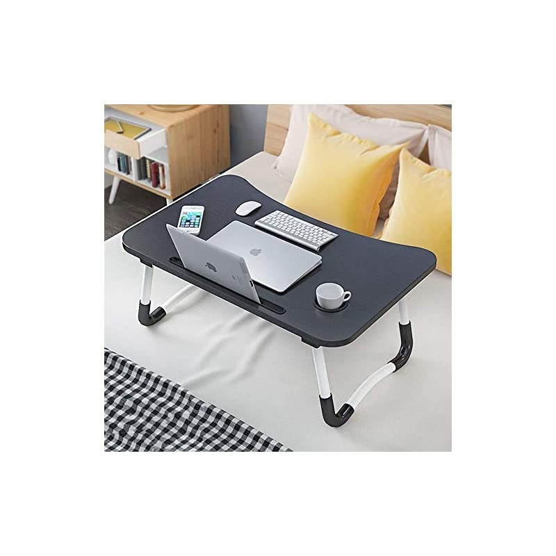 Laptop Desk,  Portable Laptop Bed Tray Table Notebook Stand Reading Holder with Foldable Legs & Cup Slot for Eating Breakfast, Reading Book, Watching Movie on Bed/Couch/Sofa (Black)
