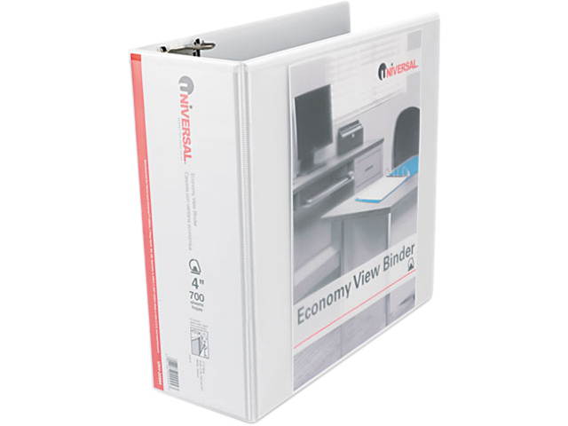 UNIVERSAL Slant-Ring Economy View Binder 4" Capacity White 20994