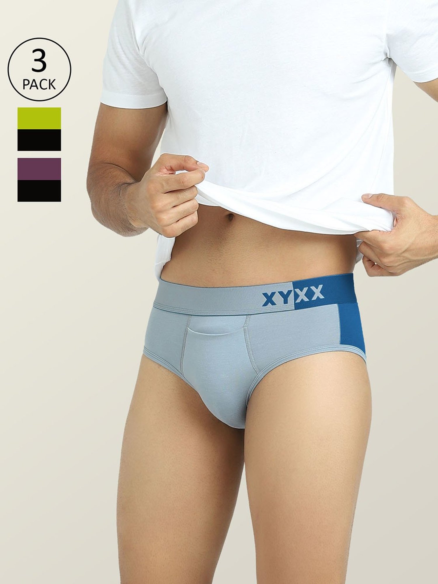 XYXX Multicolor Micro Modal Briefs - Pack of 3