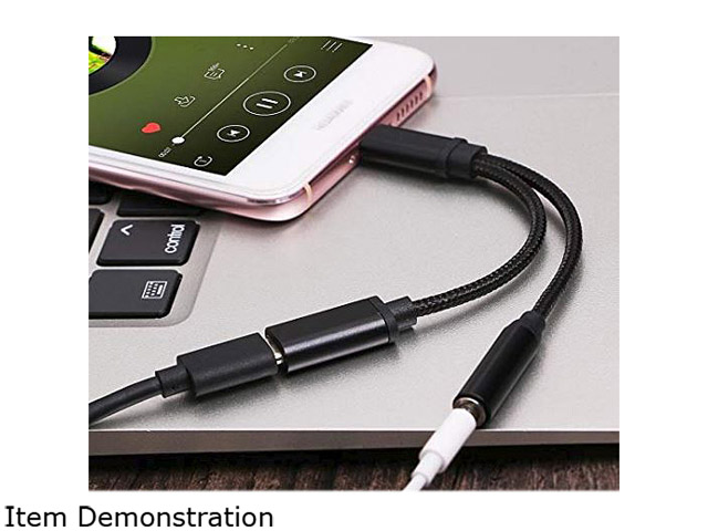 XtremPro 11169 USB Type-C Port to 3.5mm, 2 in 1, Female Audio Jack Headphone and USB-C Cable Adapter - Black