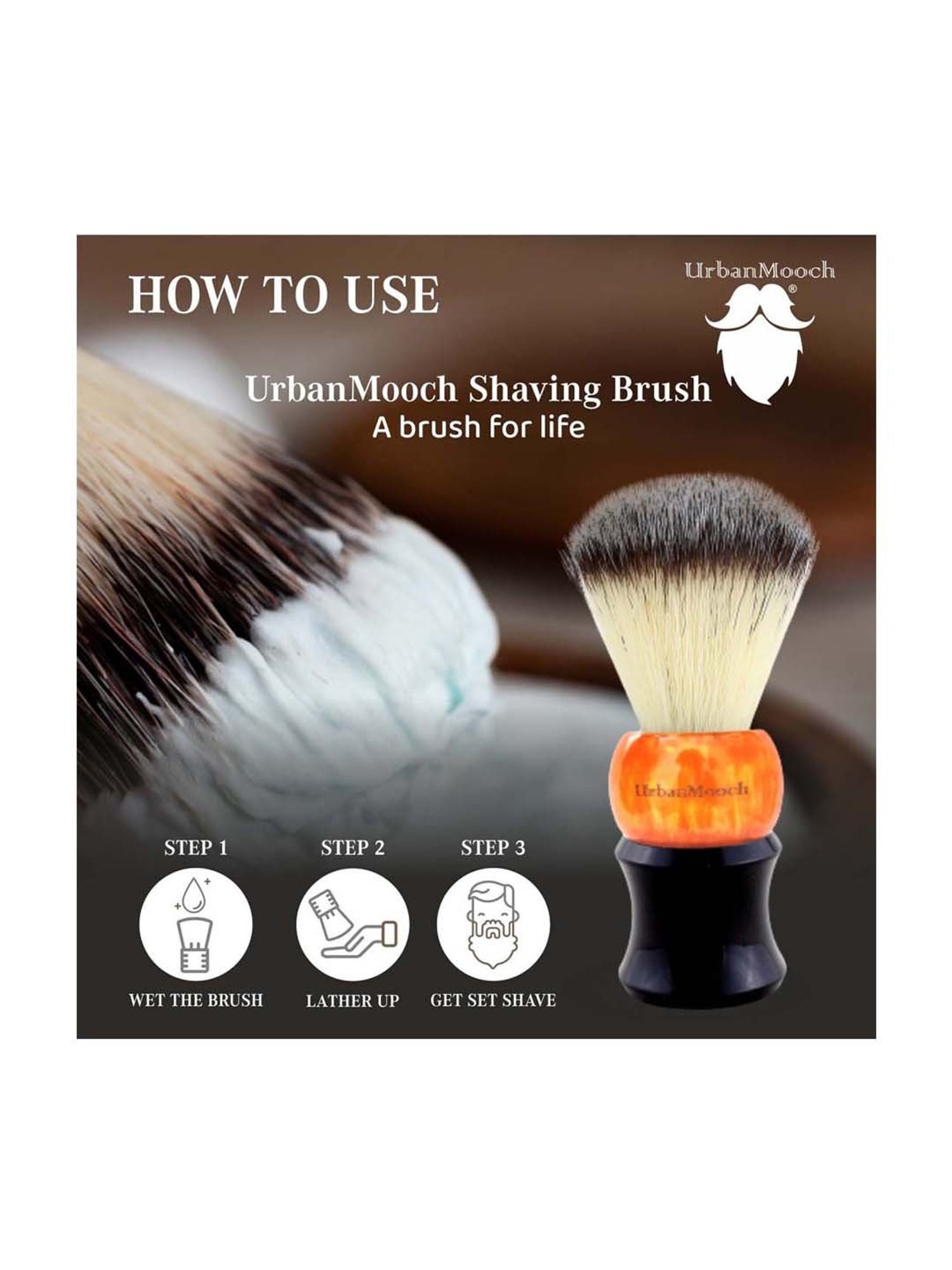 UrbanMooch Resin Shaving Brush with Absorbent Bristles & Long Handle
