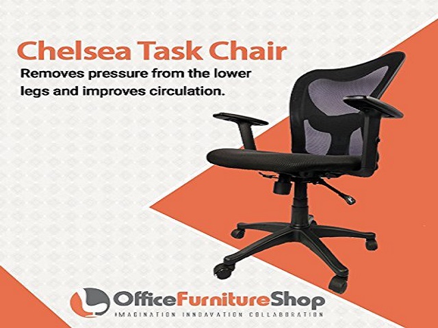 Executive Chelsea Comfortable Adjustable Height Ergonomic Office Computer Task Chair with Tilt Lock Mechanism, Swivel, Built-In Lumbar Support, Supported Durable Mesh Back - BLACK COLOR