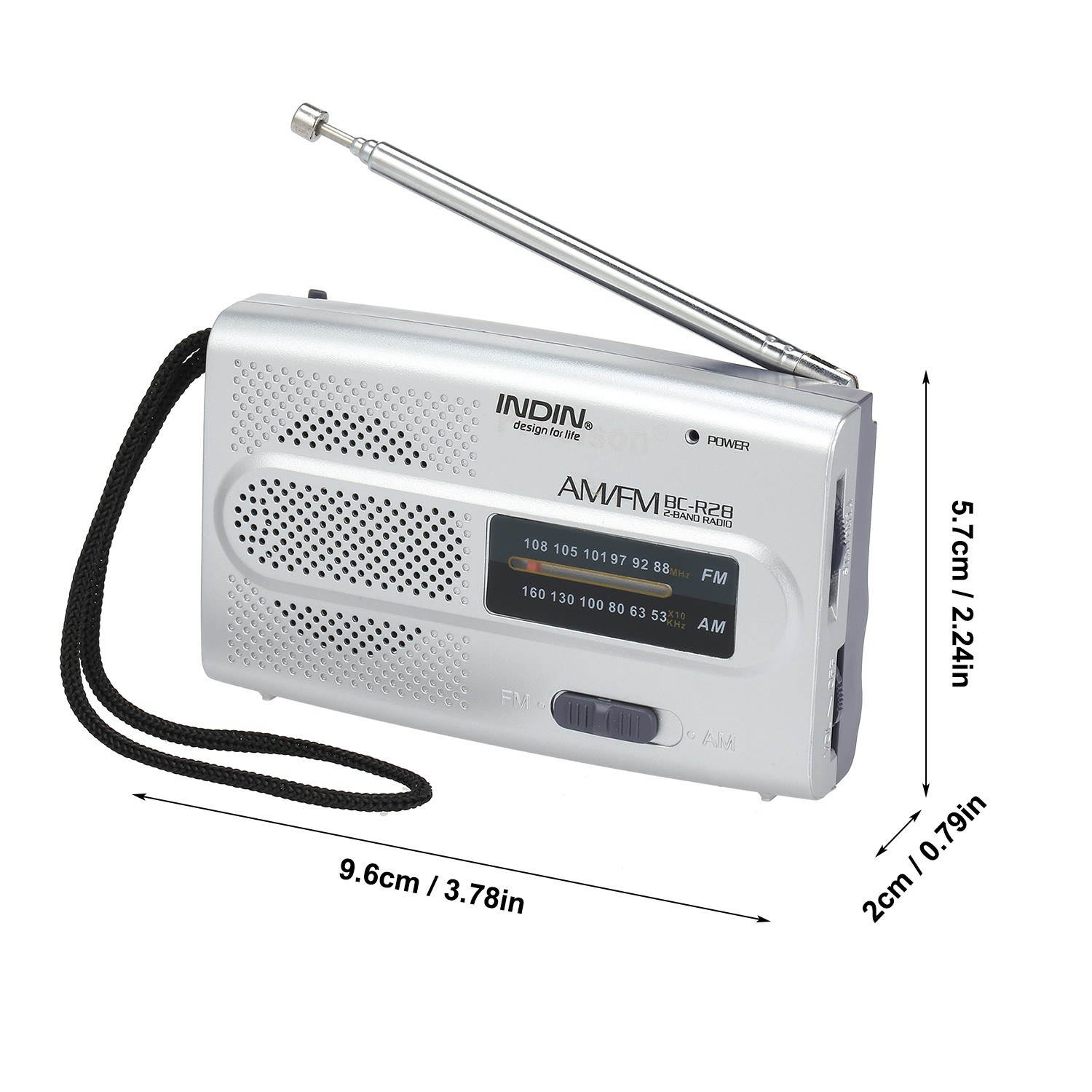 INDIN BC-R28 AM FM Radio Portable Pocket Radio Digital Music Player Mini Speaker for House & Outdoor