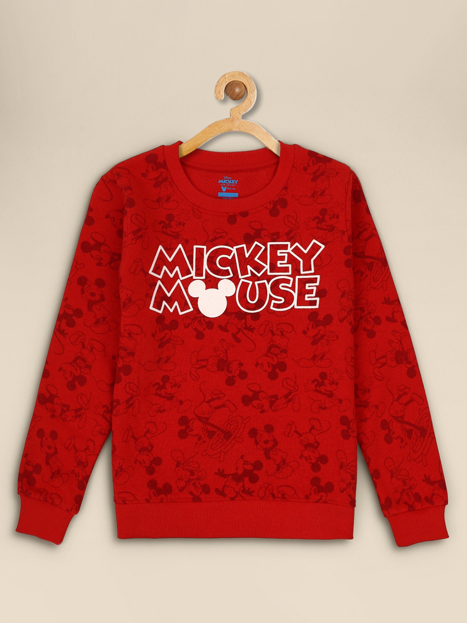 Kidsville Mickey & Friends Printed Regular Fit Red Sweatshirt For Boys