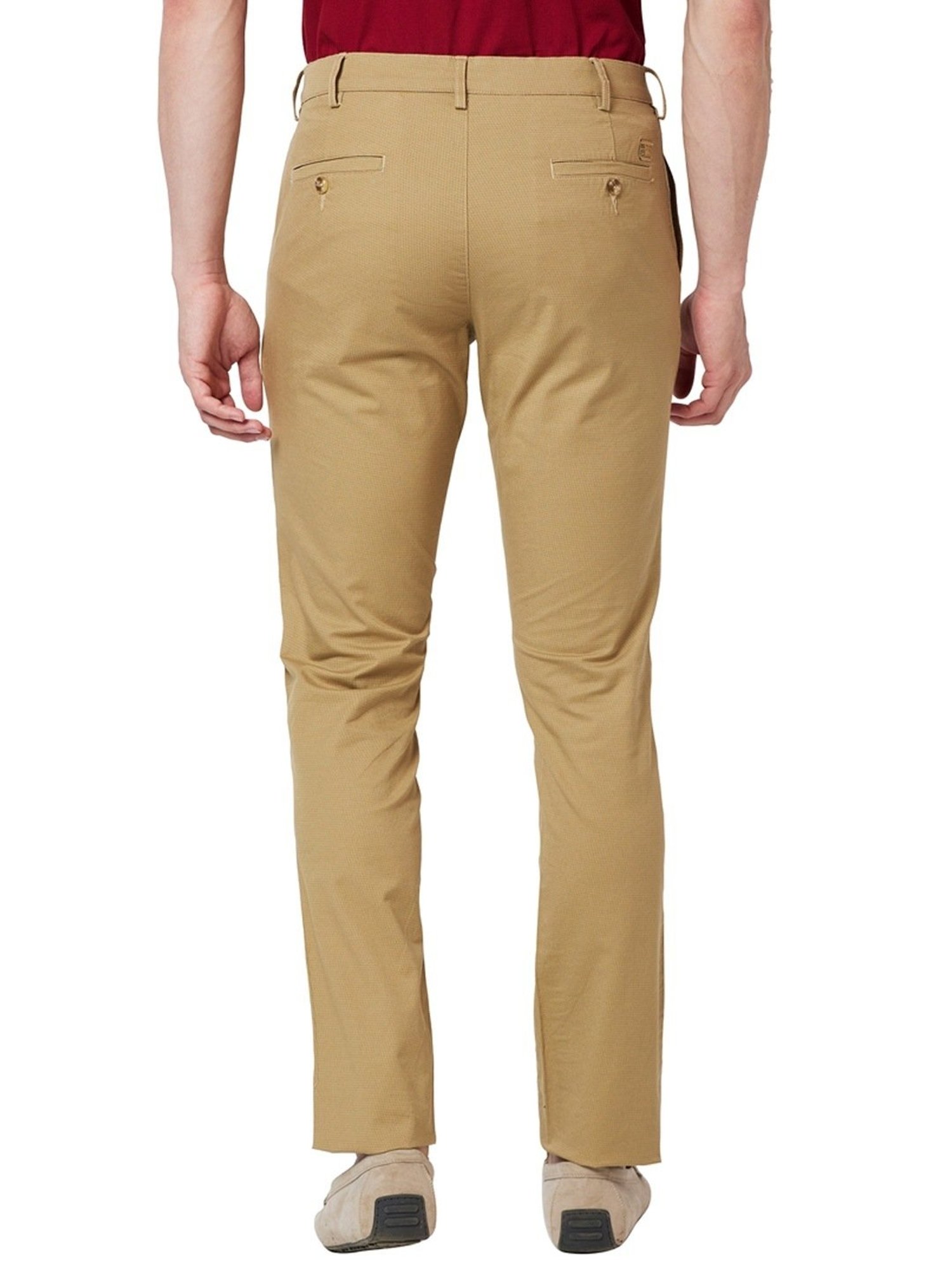 ColorPlus Medium Fawn Contemporary Fit Self Pattern Trousers