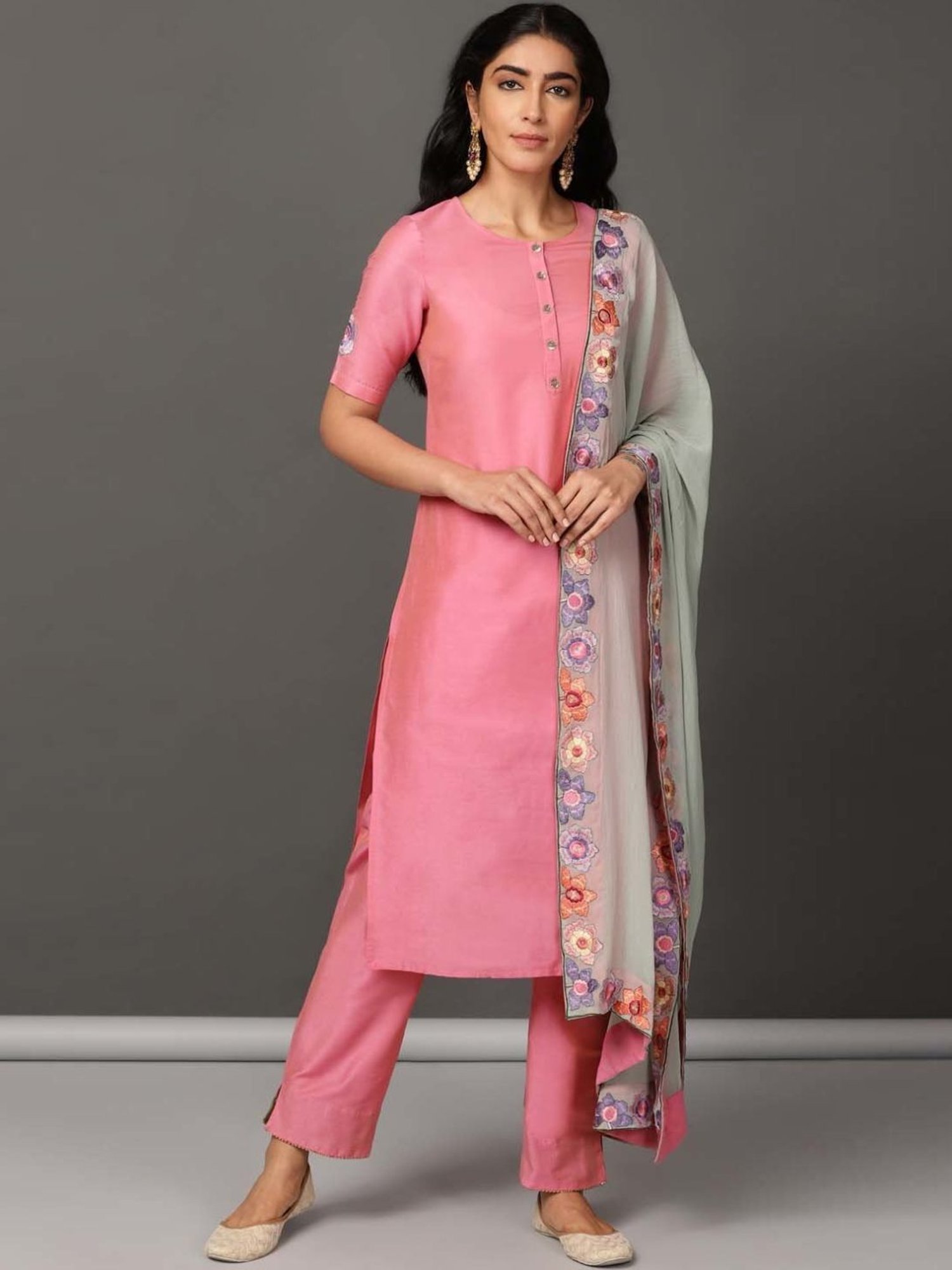 Nuhh Pink Lets Toast Kurta and Pant Set with Dupatta