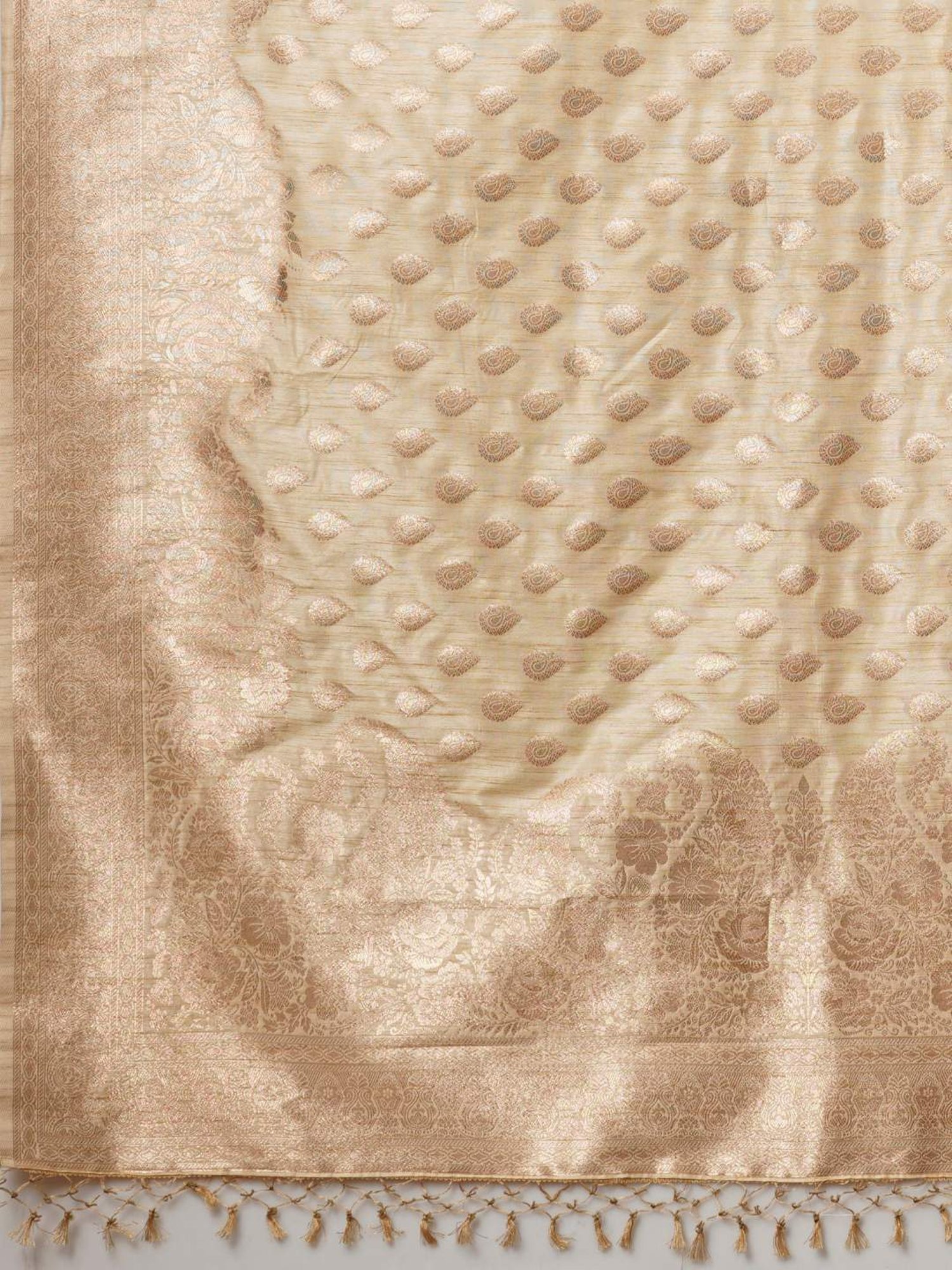 Saree Mall Beige Woven Saree With Unstitched Blouse