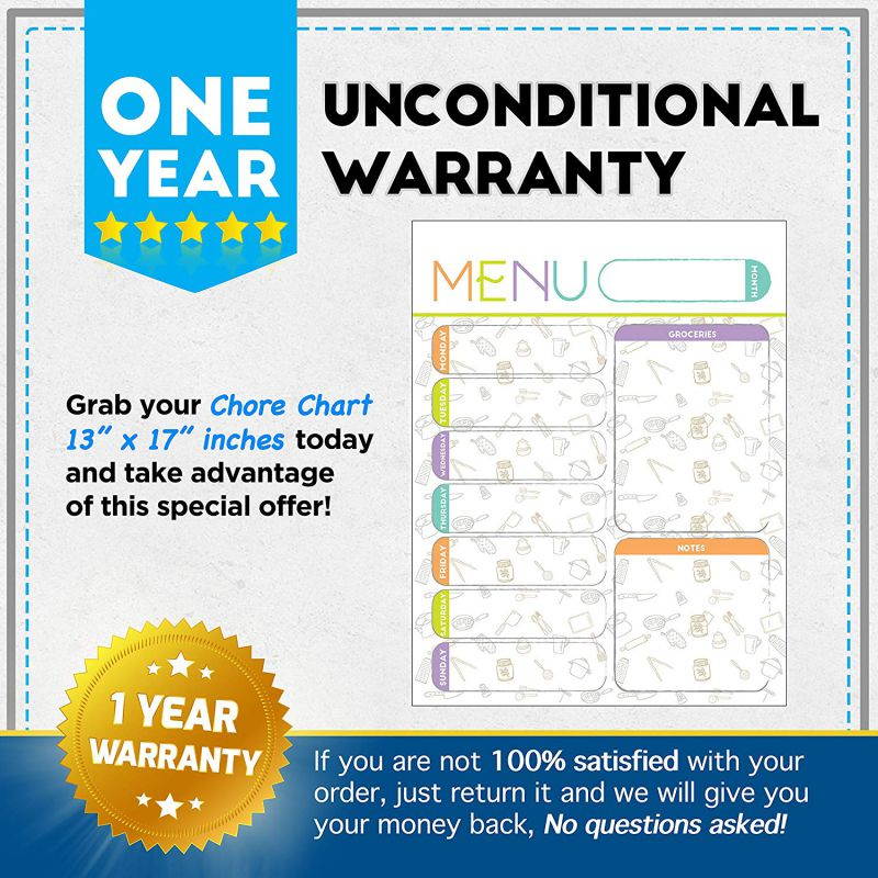 Best EXTRA LARGE 13 x 17 -inch Dry Erase or Wet Erase Laminated Magnetic Dry Erase Menu And Groceries Planner - Perfect for Refrigerators Keep a Weekly Meal Plan & Grocery List Blue & White