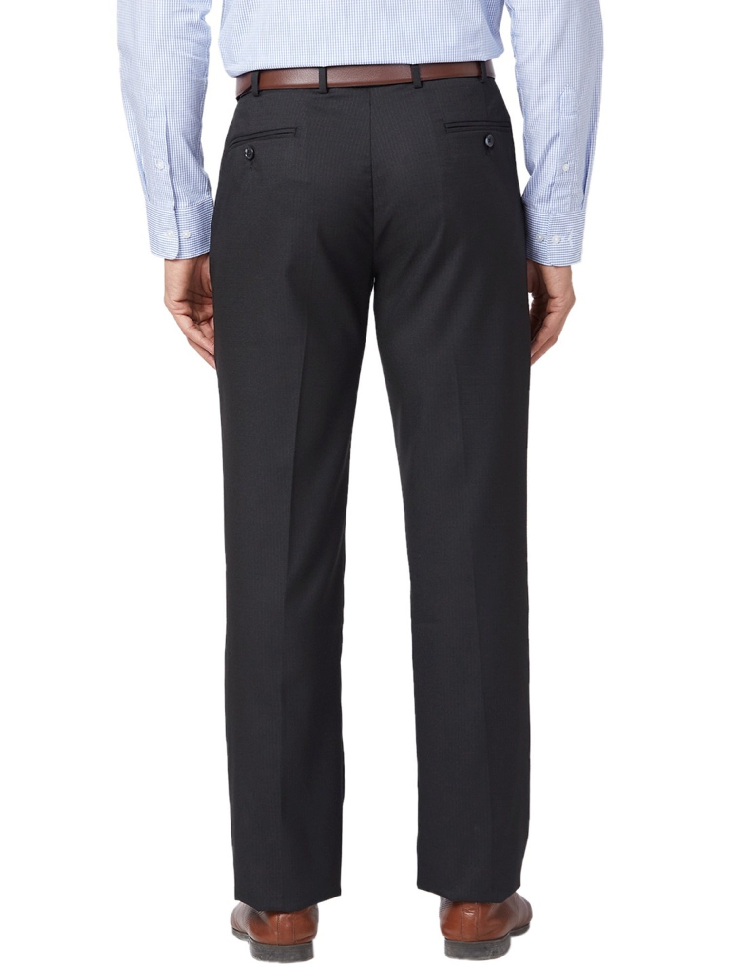 Park Avenue Black Classic Fit Texture Trousers