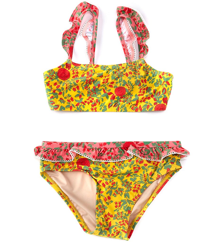 Roller Rabbit Little Girls 2T-6X Family Matching Rhody Print Ruffled Two-Piece Swimsuit