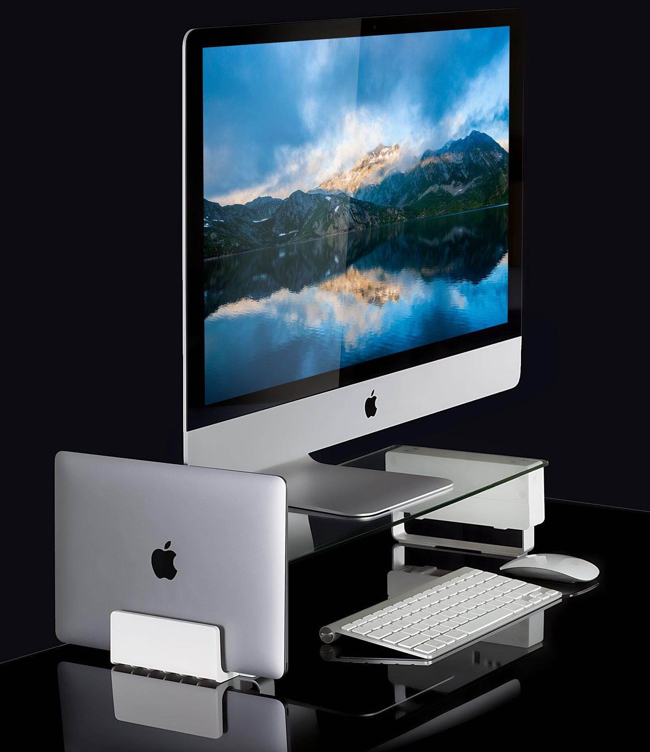 Mount-it! Glass Monitor Stand Clear Tempered Glass Fits 24-32 Inch Screens