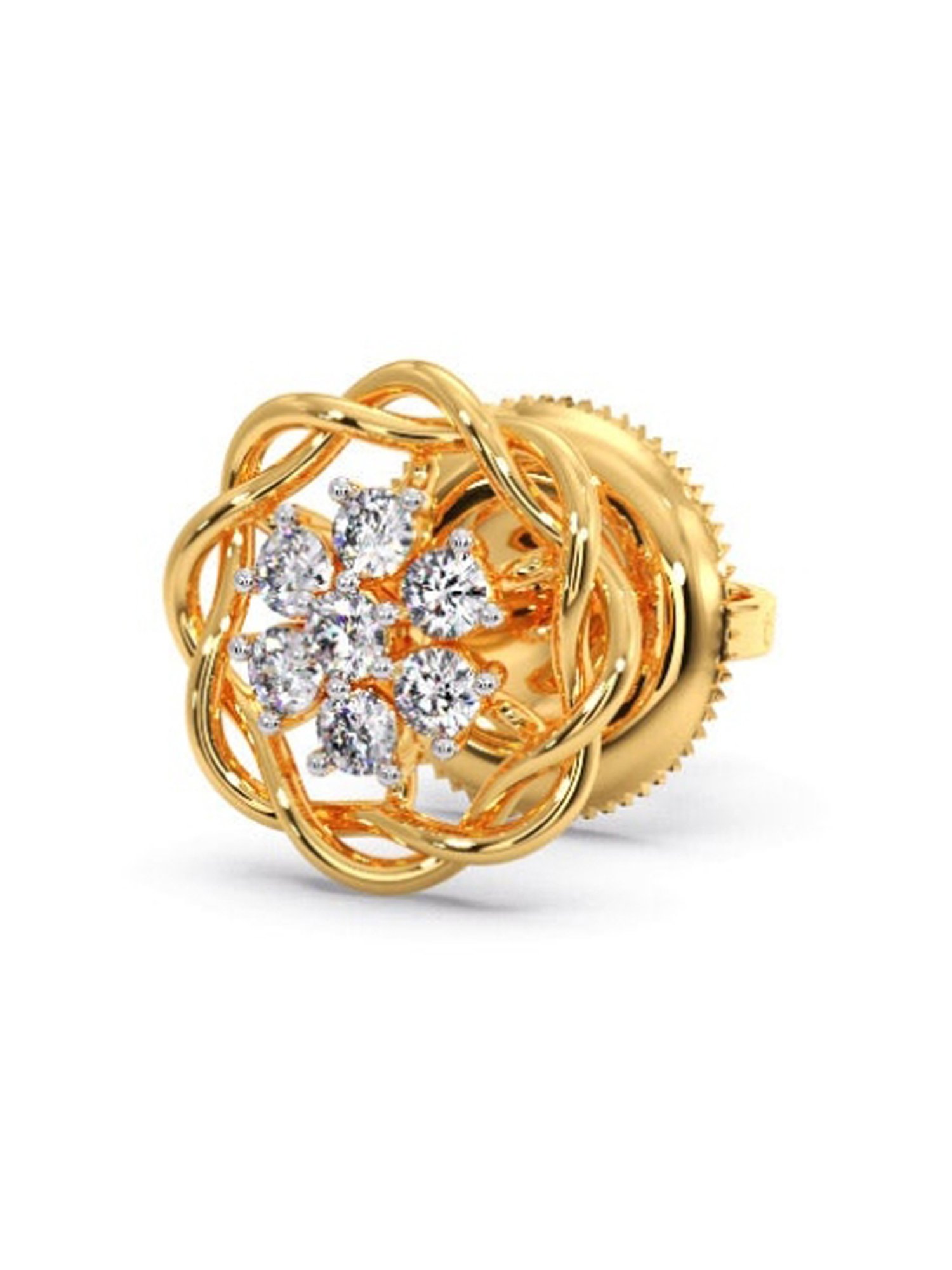 Candere by Kalyan Jewellers Peacock Collection 18k Yellow Gold Diamond Stud Earrings for Women