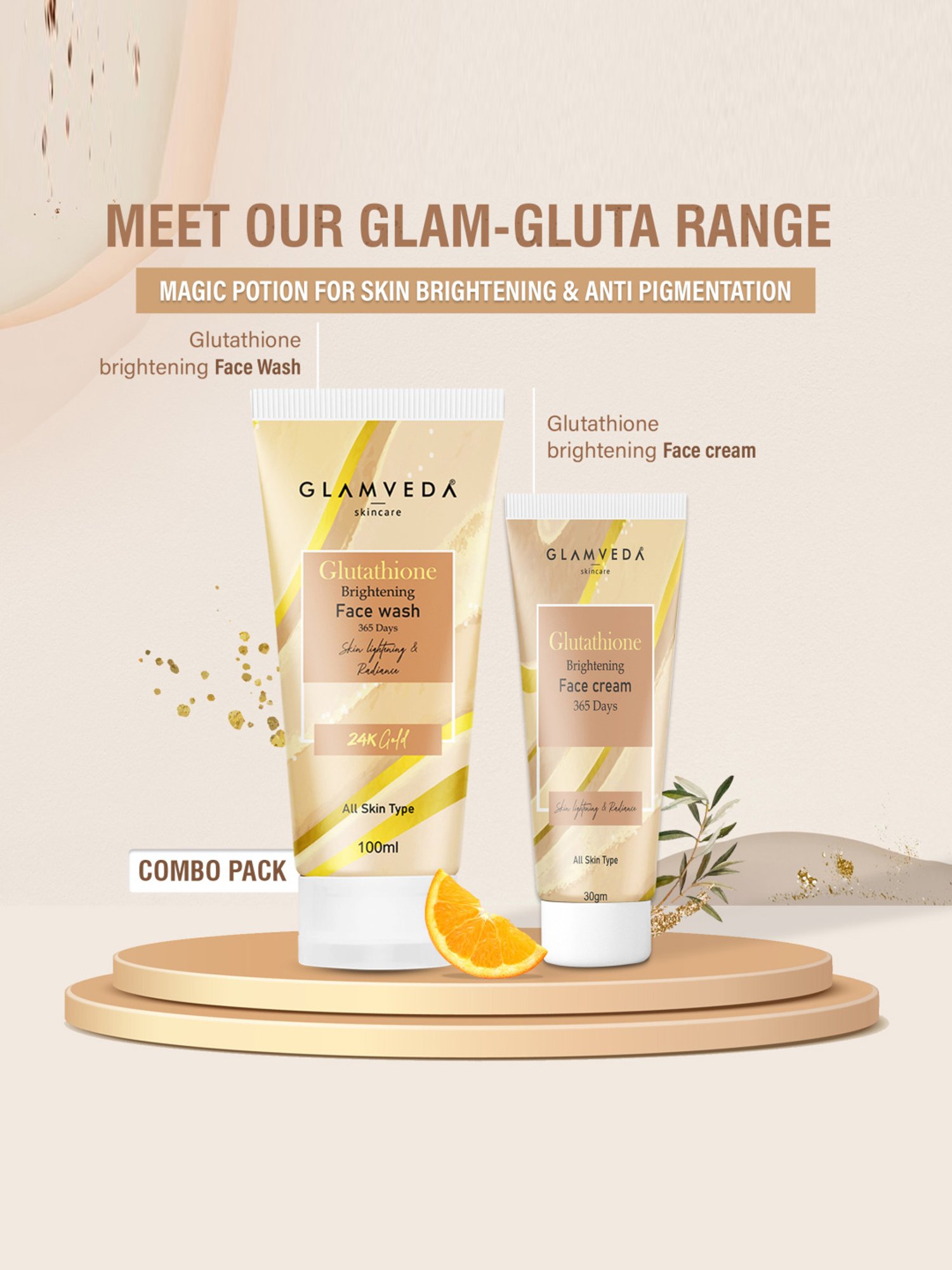 Glamveda Brightening & Dark Spots Removal 2 Steps Skincare Routine Combo