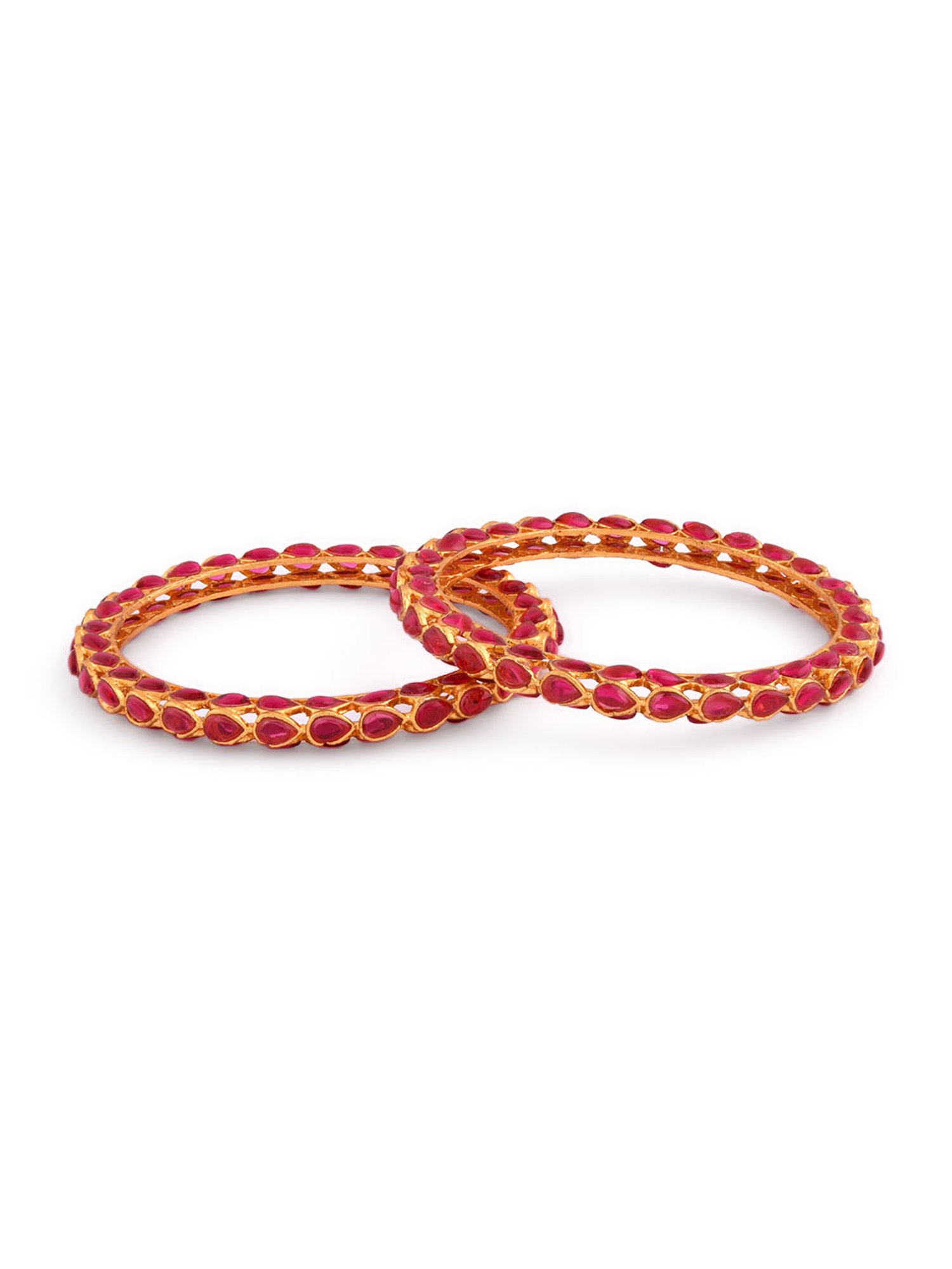 Fida Ruby Gold-Plated Bangles for Women - Set of 2