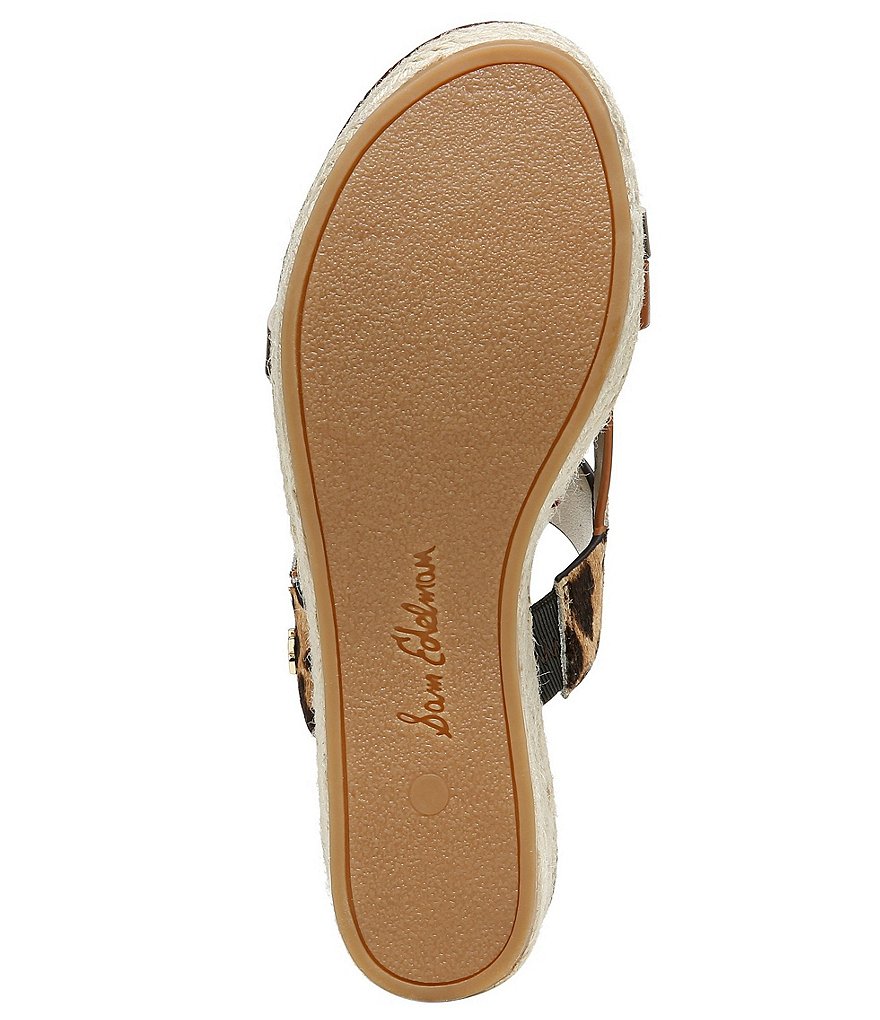 Sam Edelman Raleigh Leopard Print Leather Jute Wrapped Wedge Sandals