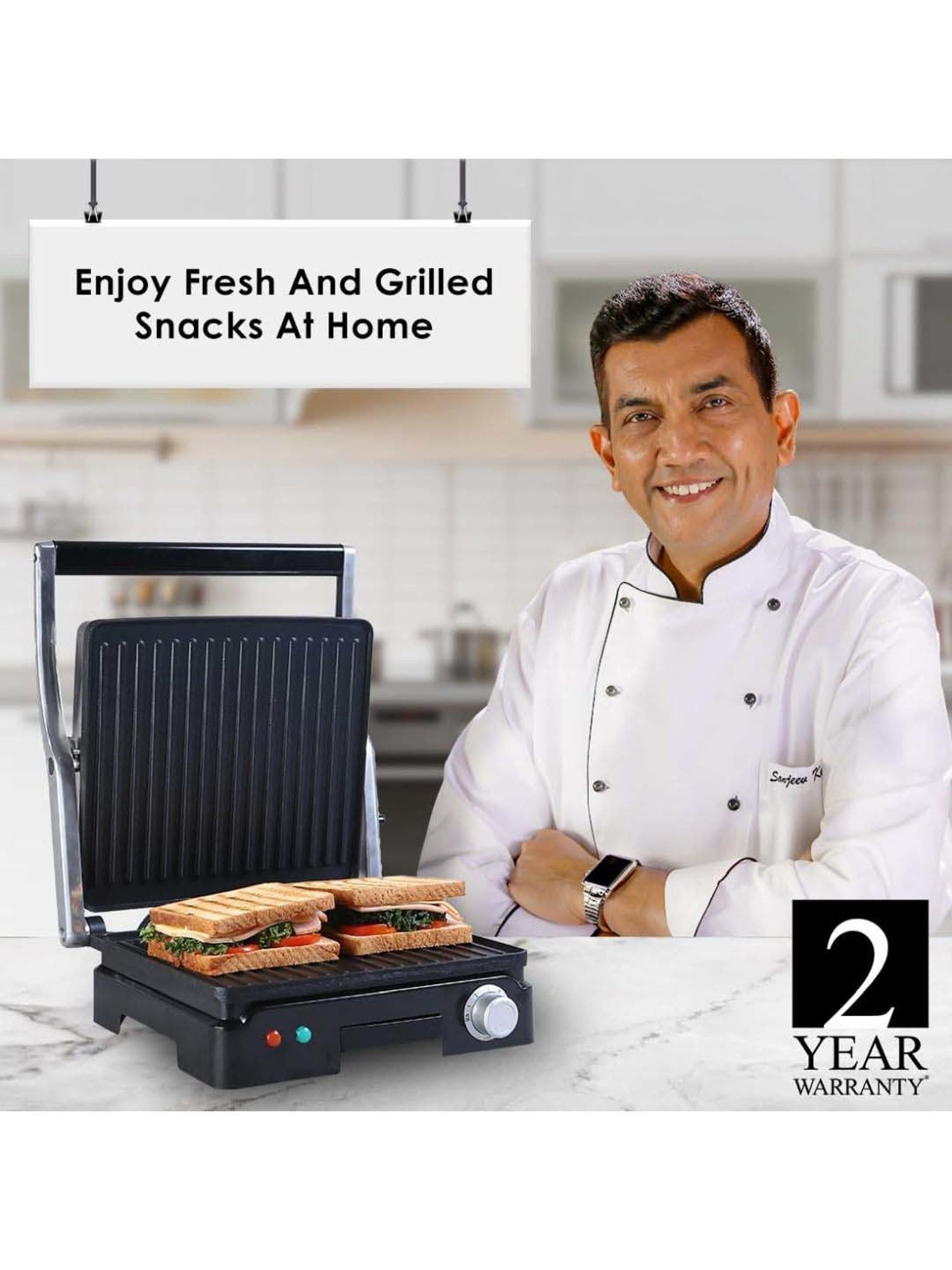 Borosil Sandwich Maker 2000W with Non stick coating (Black)