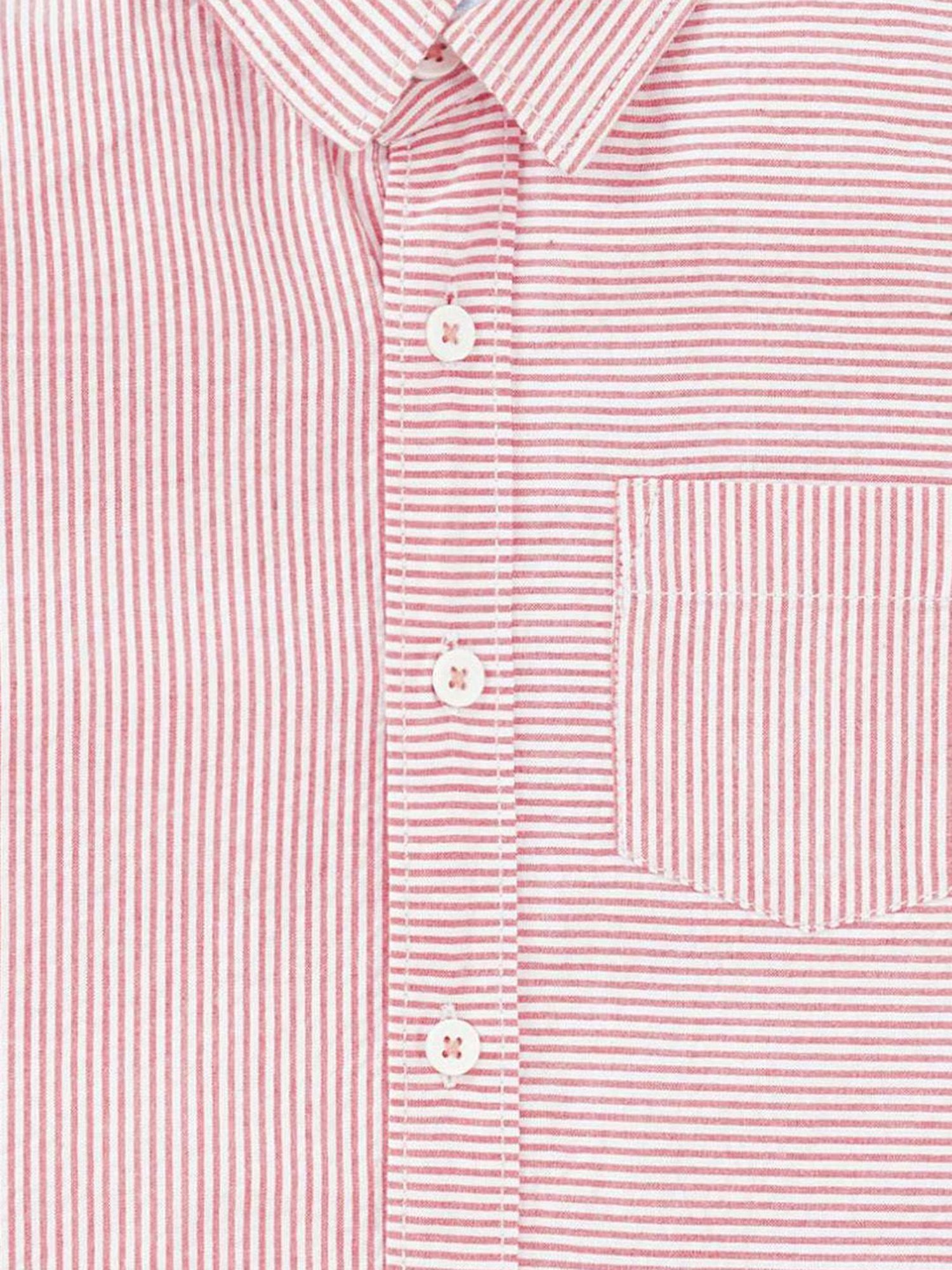 Ed-a-Mamma Kids Pink Cotton Striped Full Sleeves Shirt
