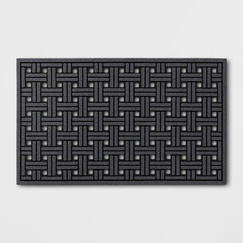 1'6"x2'6" Woven Rubber All Seasons Scraper Rug Black - Apache Mills