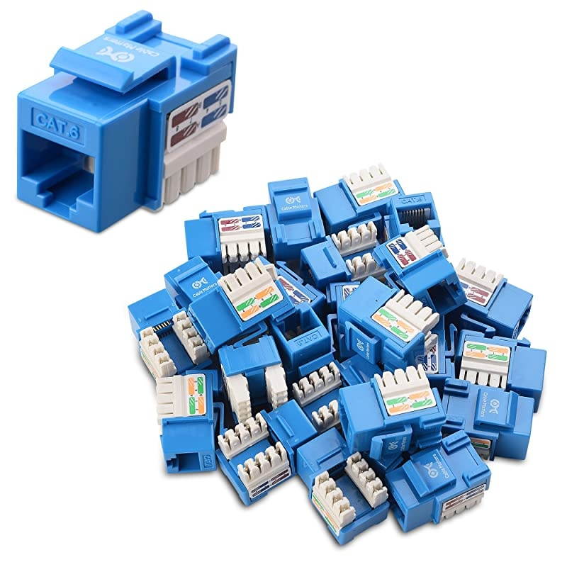 UL Listed 25Pack RJ45 Keystone Jack in Blue with Keystone PunchDown Stand