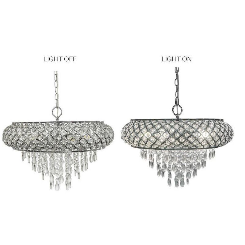 14.25" Tiered Crystal Glass Hanging Chandelier Chrome - River of Goods